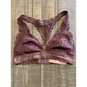 Victoria's Secret PINK Sz Small‎ 2 Way Wireless Lace Bralette Dark Pink